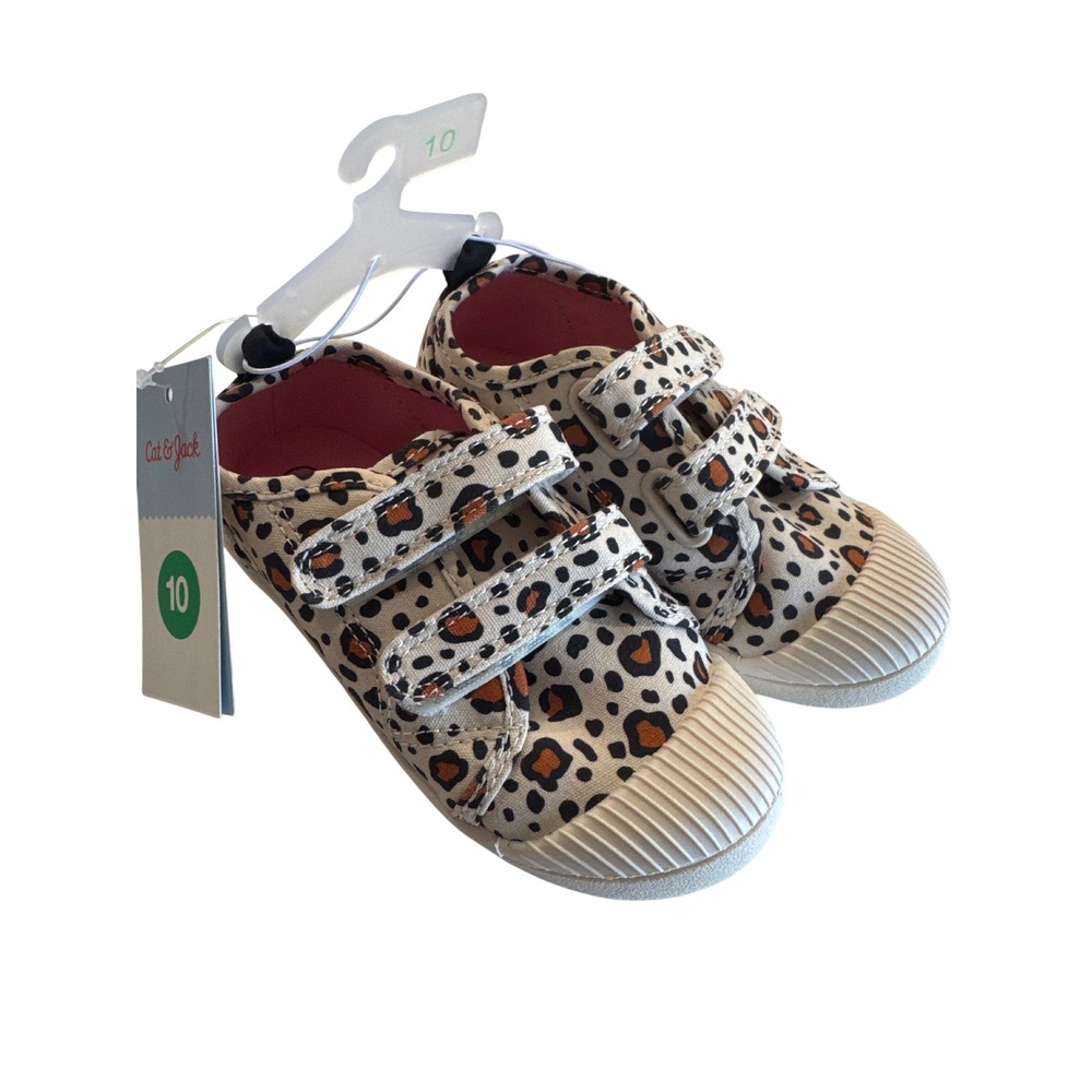 Cat & Jack Parker Toddler Leopard Print Canvas Sneakers Size 10 Hook & Loop
